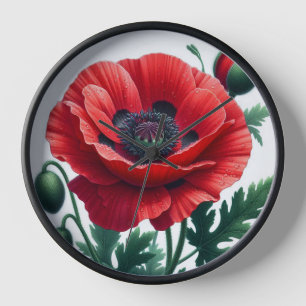 Red Poppy Floral Uhr