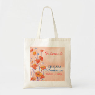Red Poppy Floral Wedding Bridesmaids Geschenk Tragetasche