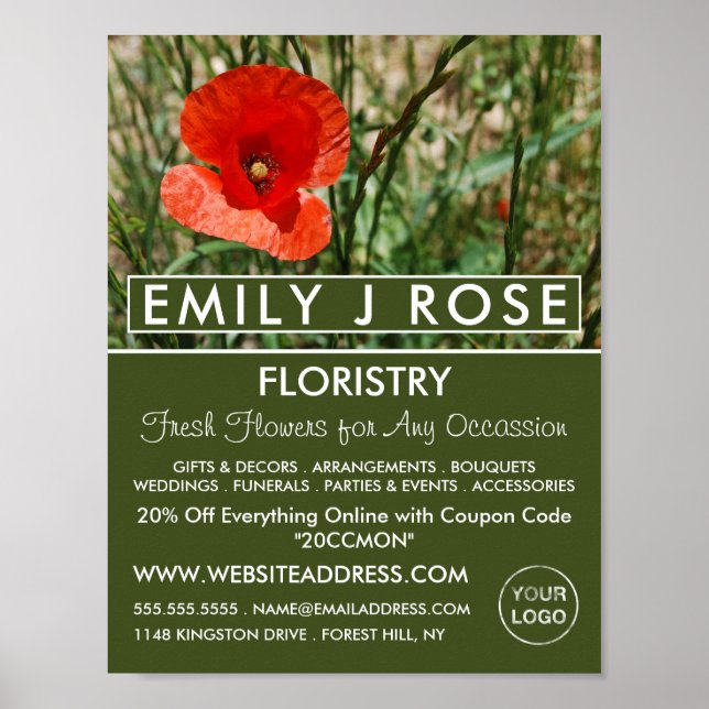 Red Poppy, Floristry Werbung Poster (Vorne)