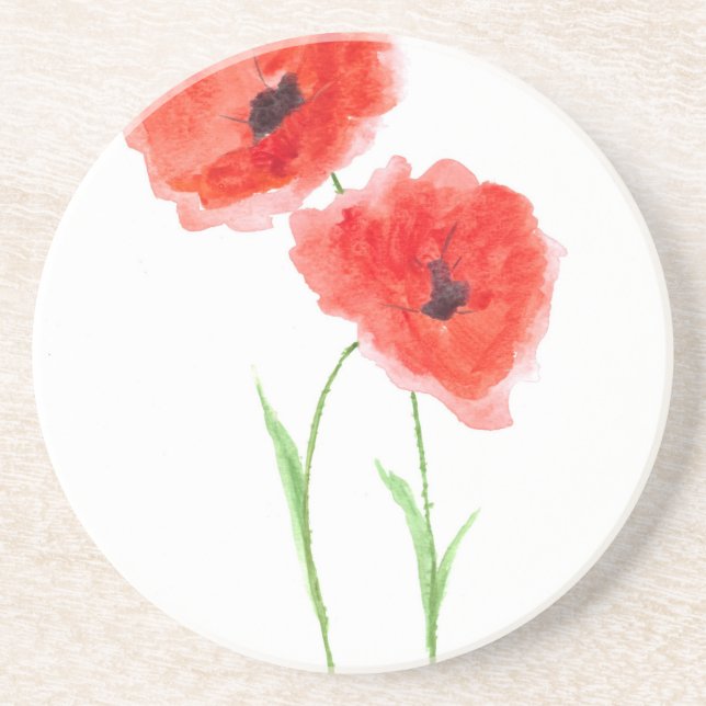 Red poppy flowers getränkeuntersetzer (Vorne)