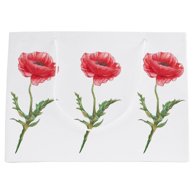 Red Poppy Gift Bag Große Geschenktüte (Vorderseite)
