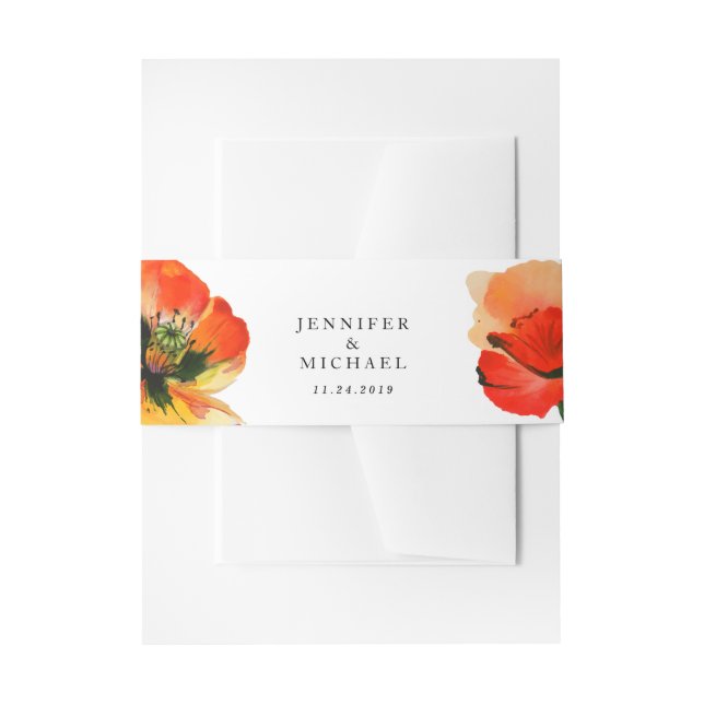 Red Poppy Illustration Floral Simple Einladungsbanderole (Vorderseite Beispiel)