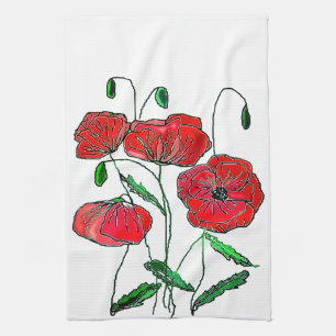 Red Poppy Kitchen Handtuchhalter - individuell ein Geschirrtuch