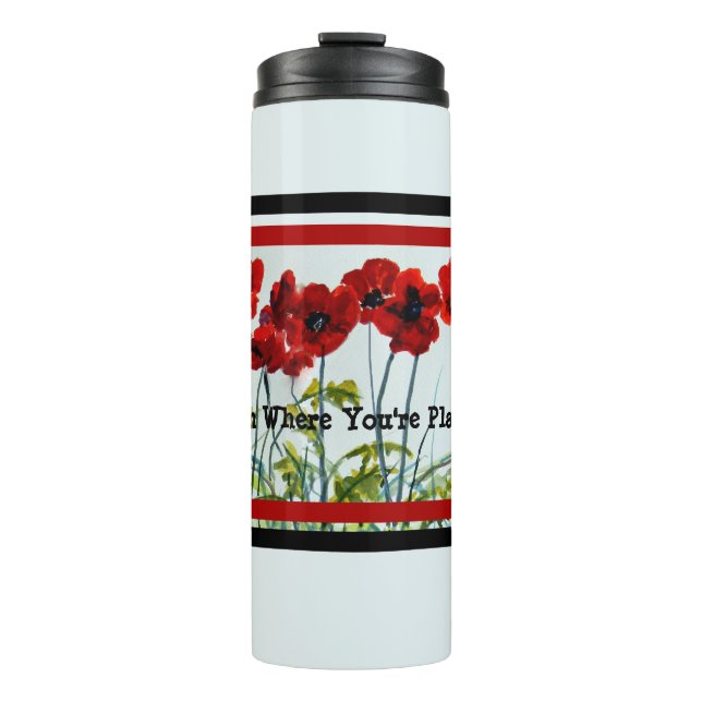 Red Poppy Line Tänzer Art Thermal Tumbler Thermosbecher (Vorderseite)