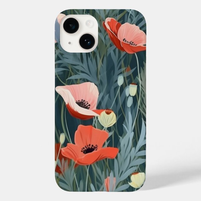 Red Poppy Meadow Case-Mate iPhone 14 Hülle (Rückseite)