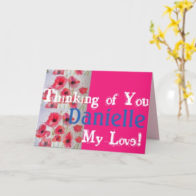 Red Poppy Mohn Denken Sie an Ihre Ladys Name Card Karte (Gelbe Blume)
