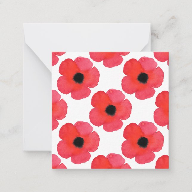 Red Poppy Pattern Mitteilungskarte (Vorderseite)