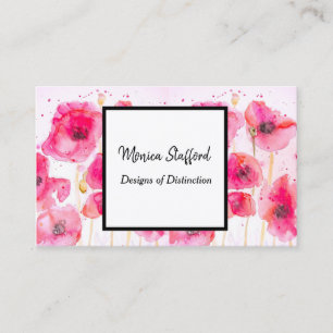 Red Poppy Poppies Blume Aquarell Business Card Visitenkarte