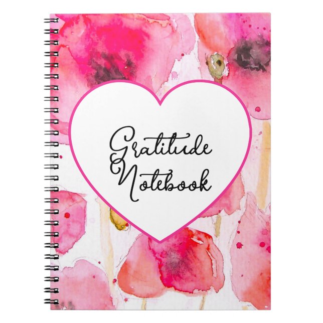 Red Poppy Poppies Flower Floral Gratitude Journal (Devant)