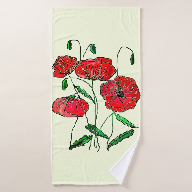 Red Poppy - Poppies - Malerei Badehandtuch (Badehandtuch)