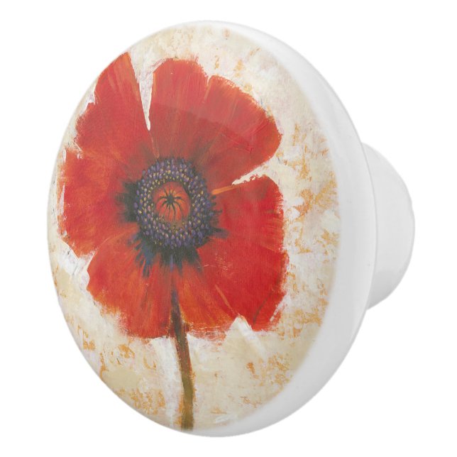 Red Poppy Portrait Keramikknauf (Rechts)