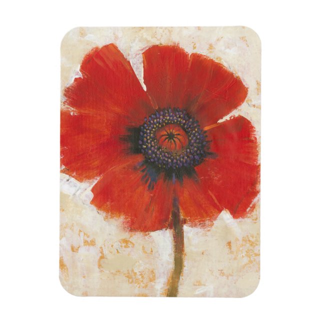 Red Poppy Portrait Magnet (Vertikal)