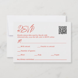 Red Poppy Sacan QR Code Wedding RSVP Karte