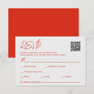 Red Poppy Sacan QR Code Wedding RSVP Karte