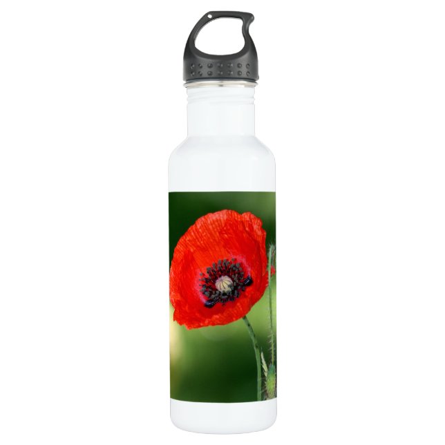 Red Poppy Seed Aluminium 24oz Trinkflasche (Vorderseite)