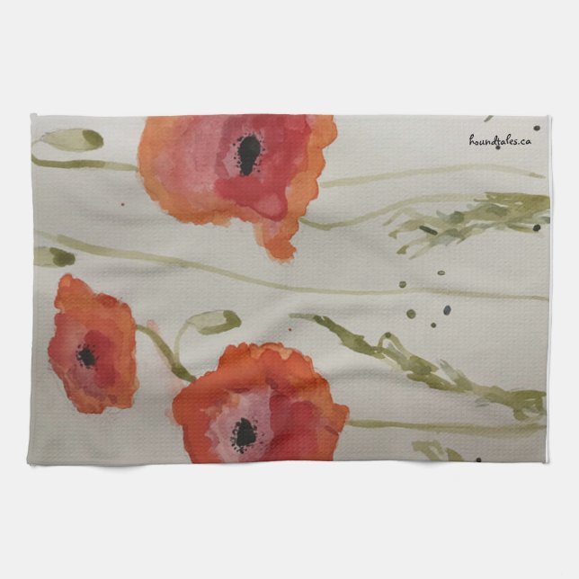 Red Poppy Teetuch Geschirrtuch (Horizontal)