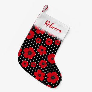 Red Poppy und Polka Dot Personalisiert Kleiner Weihnachtsstrumpf