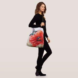 Red Poppy w/Hummingbird Joy, Peace, Love Tragetaschen Mit Langen Trägern