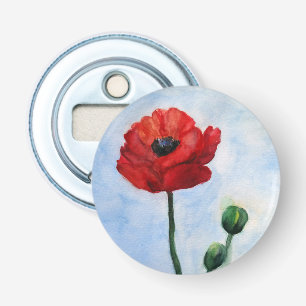 Red Poppy Watercolor Flaschenöffner