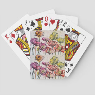 Red Poppy Watercolor Jeu de cartes