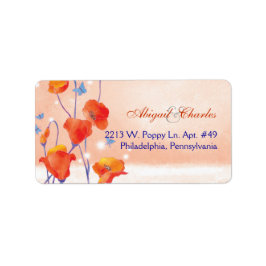 Red Poppy Wedding Address Adressaufkleber