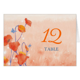 Red Poppy Wedding Tischnummer Card
