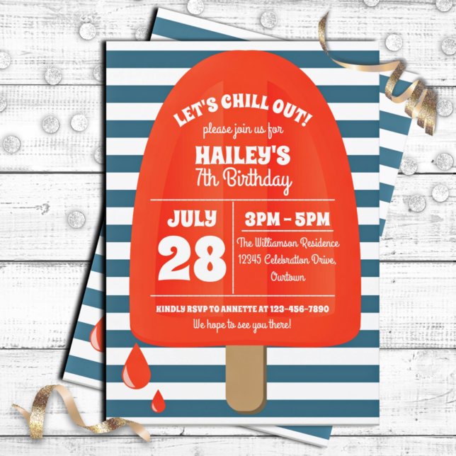 Red Popsicle Invitation de fête d'anniversaire (Créateur téléchargé)