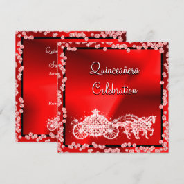 Red Princess Coach & Horses Quinceañera Einladung