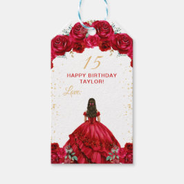 Red Princess Quinceañera Happy Birthday Geschenkanhänger