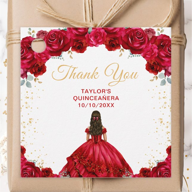 Red Princess Quinceañera Vielen Dank Geschenkanhänger (Von Creator hochgeladen)