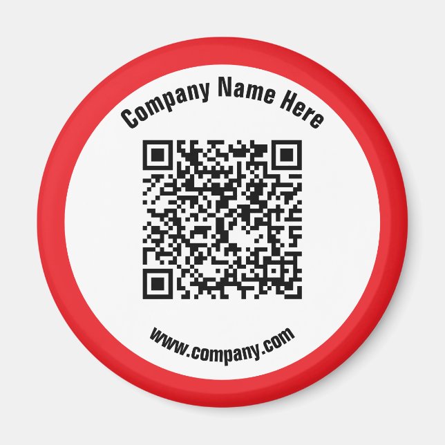 Red Promotional Business Name QR Code Magnet (Vorne)