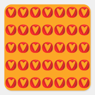 Red Puffy Heart Holes Quadratischer Aufkleber