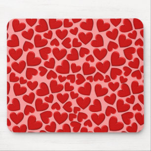 Red Puffy Hearts Mousepad