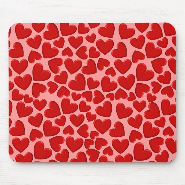 Red Puffy Hearts Mousepad (Vorne)