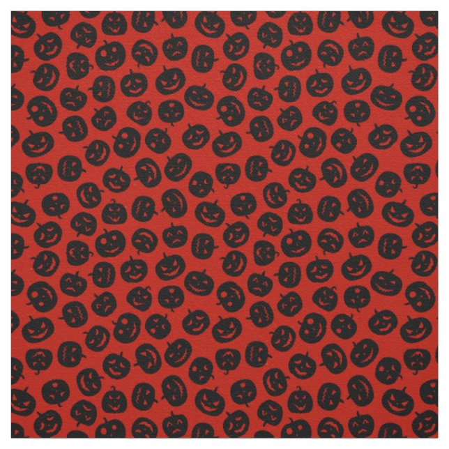 Red Pumpkin Happy Halloween Modern Stoff (Muster)