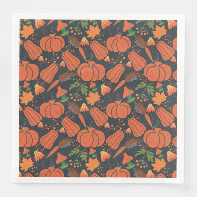 Red pumpkin seamless pattern and carrots serviette (Vorderseite)
