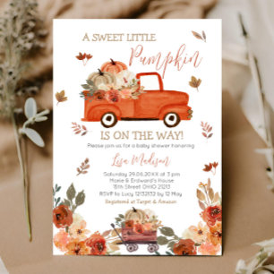 Red Pumpkin Truck Baby Dusche Herbstlaub Einladung