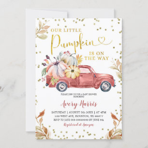 Red Pumpkin Truck Baby Shower Einladung