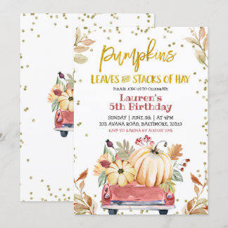 Red Pumpkin Truck Farm Geburtstag Einladung