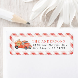 Red Pumpkin Truck Gingham Rücksendeadresse