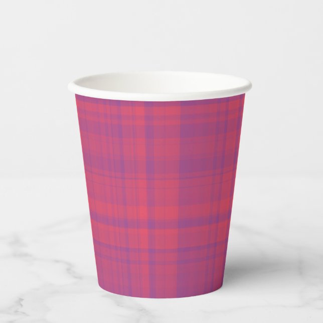 Red Purple Plaid Pattern Pappbecher (Vorderseite)
