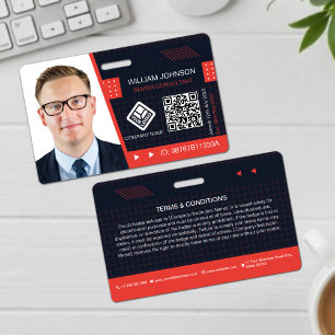 Red QR Code Foto ID Abzeichen   Unternehmensmitarb Ausweis