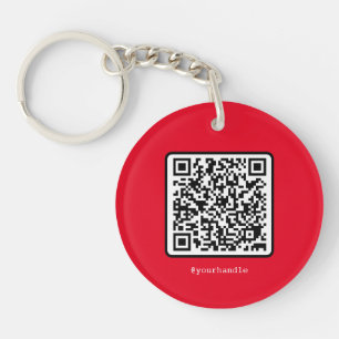 Red QR Code Key Ring Social Media Custom