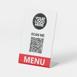 Red Qr Code Menu | Logo Contactless Modern Sockelschild