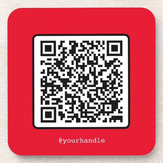 Red QR Code Social Media Custom Modern Getränkeuntersetzer (Vorderseite)