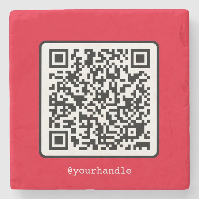 Red QR Code Social Media Einfache moderne Custom Steinuntersetzer (Vorderseite)