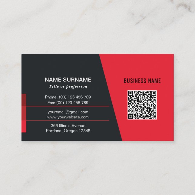 Red QR-Logo für Social Media beruflich  Visitenkarte (Vorderseite)