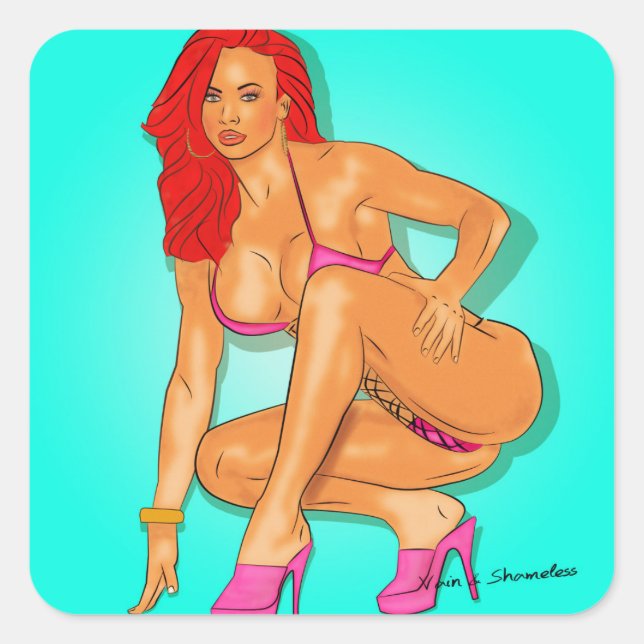 Red Quadratischer Aufkleber (Vorderseite)