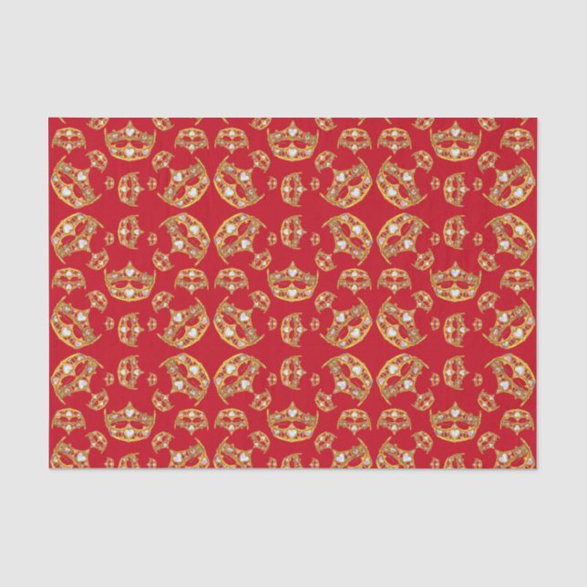 Red Queen of Hearts Gold Crown wiederholen Design Seidenpapier (Vorderseite)