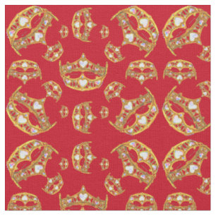 Red Queen of Hearts Gold Crown wiederholen Design  Stoff
